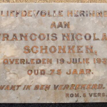 SCHONKEN Francois Nicolaas -1928
