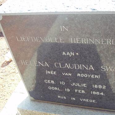 SWART Helena Claudina nee VAN ROOYEN 1892-1964