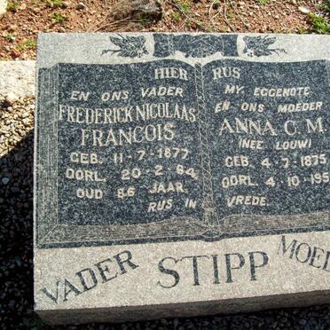 STIPP Frederick Nicolaas 1877-1964 &amp; Anna C.M. LOUW 1875-1951