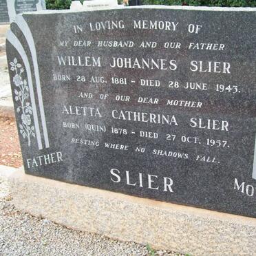 SLIER Willem Johannes 1881-1943 &amp; Aletta Catherina QUIN 1878-1957