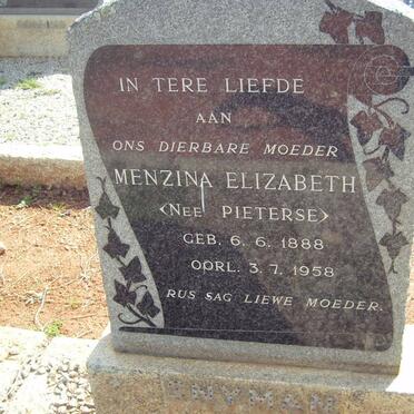 SNYMAN Menzina Elizabeth nee PIETERSE 1888-1958