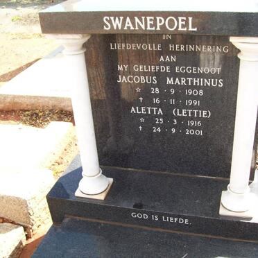 SWANEPOEL Jacobus Marthinus 1908-1991 &amp; Aletta 1916-2001