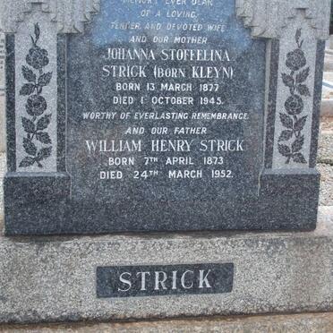 STRICK William Henry 1873-1952 &amp; Johanna Stoffelina KLEYN 1877-1945