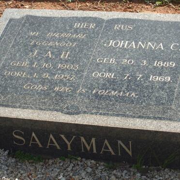 SAAYMAN J.A.H. 1903-1957 &amp; Johanna C. 1889-1969