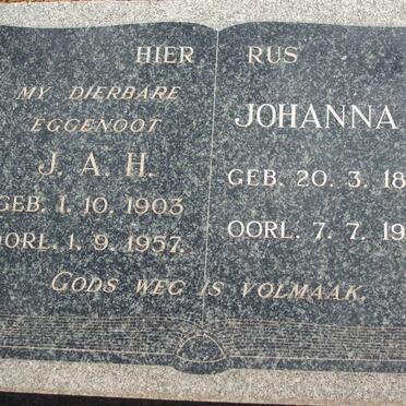 SAAYMAN J.A.H. 1903-1957 &amp; Johanna C. 1889-1969