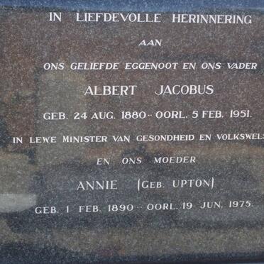 STALS Albert Jacobus 1880-1951 &amp; Annie UPTON 1890-1975