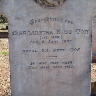 TOIT Margaretha E., du nee BRINK 1847-1905