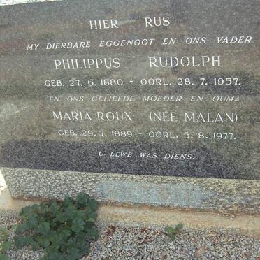 TOIT Philippus Rudolph, du 1880-1857 &amp; Maria MALAN 1889-1977