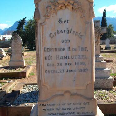 TOIT Gertrude H., du nee HABUTZEL 1850-1909