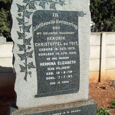TOIT Hendrik Christoffel, de 1873-1924 &amp; Hermina Elizabeth VILJOEN 1878-1947