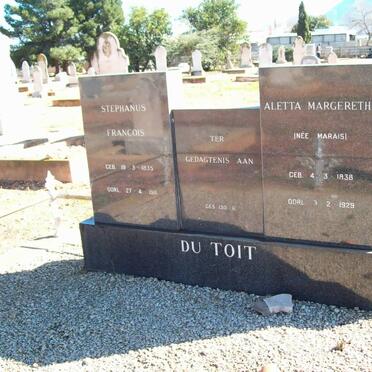 TOIT Stephanus Francois, du 1835-1911 &amp; Aletta Margeretha MARAIS 1838-1929
