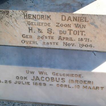 TOIT Hendrik Daniel, du 1871-1904 :: DU TOIT Jacobus 1869-1912