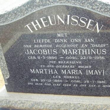 THEUNISSEN Jacobus Marthinus 1886-1956 &amp; Martha Maria MORKEL 1886-1981