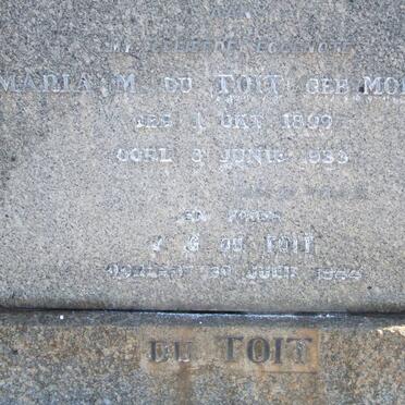 TOIT J.G., du -1944 &amp; Maria M. MOLLER 899-1933