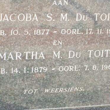 TOIT Jacoba S.M., du 1877-1955 :: DU TOIT Martha M. 1879-1968