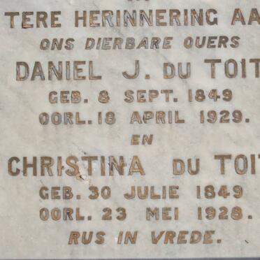 TOIT Daniel J., du 1849-1929 &amp; Christina 1849-1928