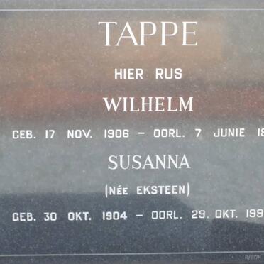 TAPPE Wilhelm 1906-1970 &amp; Susanna EKSTEEN 1904-1997