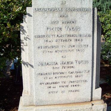 TOENS Pieter 1840-1935 &amp; Johanna Maria FEYFER 1855-1940