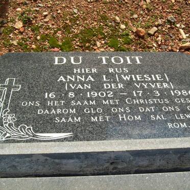 TOIT Anna L., du nee VAN DER VYVER 1902-1986