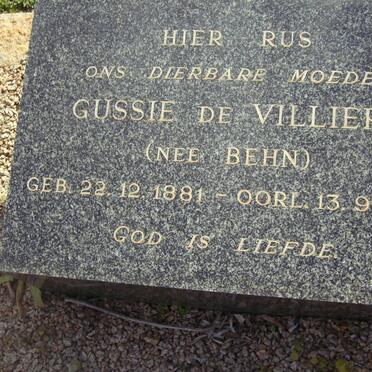 VILLIERS Gussie, de nee BEHN 1881-1959