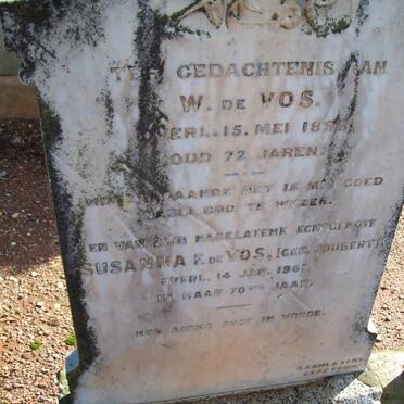 VOS W., de 1898 &amp; Susanna F. JOUBERT -1901