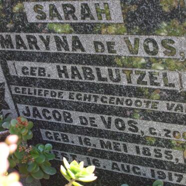 VOS Sarah Maryna, de nee HABLUTZEL  1855-1917