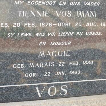 VOS Hennie 1878-1955 &amp; Maggie MARAIS 1880-1969