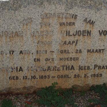 VOS Johan Jacob Viljoen 1881-1957 &amp; Sophia Margaretha PRATT 1893-1957