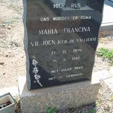 VILJOEN Maria Francina nee DE VILLIERS 1876-1961