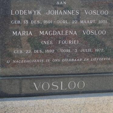 VOSLOO Lodewyk Johannes 1891-1951 &amp; Maria Magdalena FOURIE 1892-1972