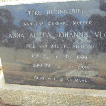 VOLK Anna Alieda Johanna nee VAN RHEEDE AHRENS 1886-1968