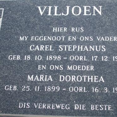 VILJOEN Carel Stephanus 1898-1973 &amp; Maria Dorothea 1899-1992