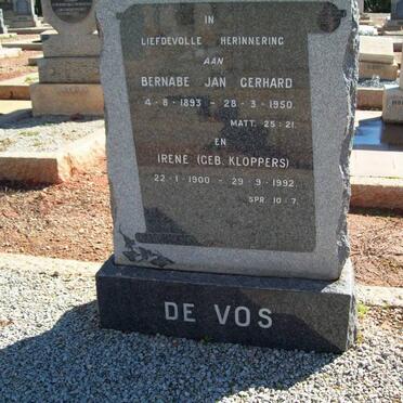 VOS Bernabe Jan Gerhard, de 1893-1950 &amp; Irene KLOPPERS 1900-1992