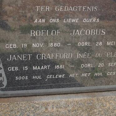 VILJOEN Roelof Jacobus 1880-1958 &amp; Janet CRAFFORD nee DU PLESSIS 1881-1966
