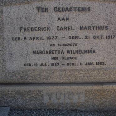 VOIGT Frederick Carel Martinus 1877-1917 &amp; Margaretha Wilhelmina OLWAGE 1887-1963