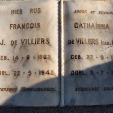 VILLIERS Francois J., de 1862-1942 &amp; Catharina J. PEROLD 1868-1952