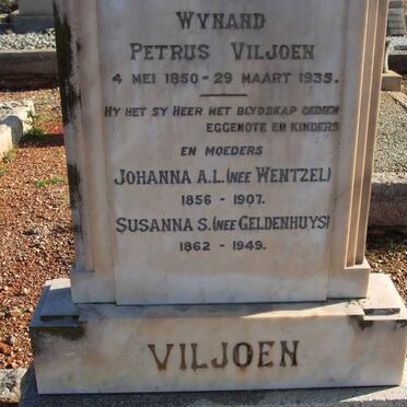 VILJOEN Wynand Petrus 1850-1935 &amp; Johanna A.L. WENTZEL 1856-1970 &amp; Susanna S. GELDENHUYS 1862-1949