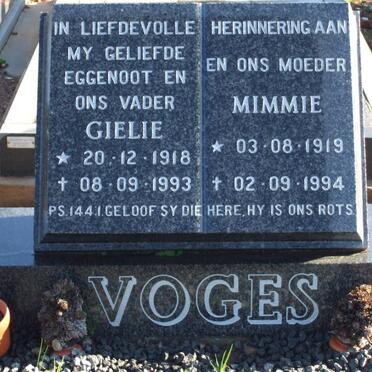 VOGES Gielie 1918-1993 &amp; Mimmie 1919-1994