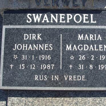 SWANEPOEL Dirk Johannes 1916-1987 &amp; Maria Magdalena 1917-1999