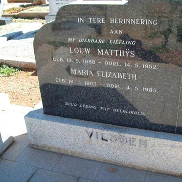 VILJOEN Louw Matthys 1888-1952 &amp; Maria Elizabeth 1897-1985