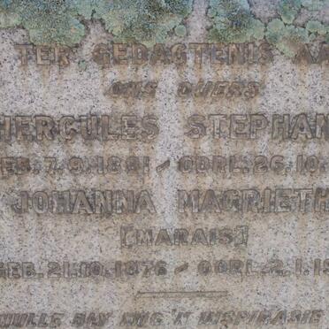 VILJOEN Hercules Stephanus 1881-1918 &amp; Johanna Magrietha MARAIS 1876-1949