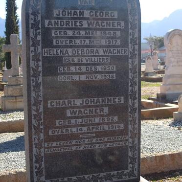 WAGNER Johan Georg Andries 1848-1917 &amp; Helena Debora DE VILLIERS 1850-1938 :: WAGNER Charl Johannes 1892-1916