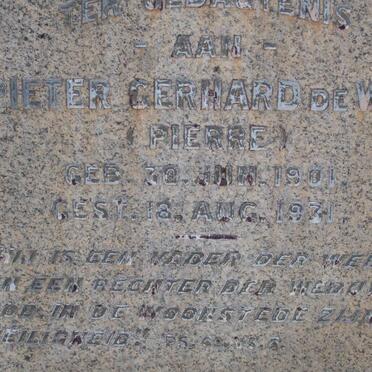 WET Pieter Gerhard, de 1901-1971
