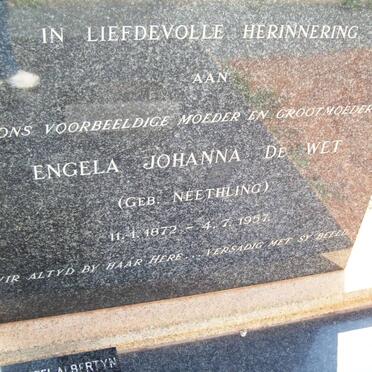 WET Engela Johanna, de nee NEETHLING 1872-1957