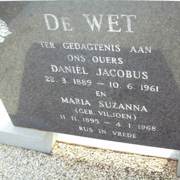 WET Daniel Jacobus, de 1889-1961 &amp; Maria Susanna VILJOEN 1895-1968