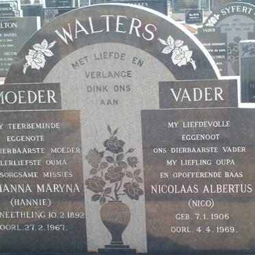 WALTERS Nicolaas Albertus 1906-1969 &amp; Johanna Maryna NEETHLING 1892-1967