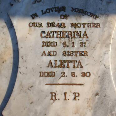 WINTERBACH Catherina -1931 :: WINTERBACH Aletta -1930