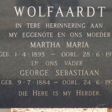 WOLFAARDT George Sebastiaan 1884-1978 &amp; Martha Maria 1893-1970