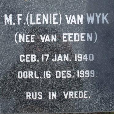 WYK M.F., van nee VAN EEDEN 1940-1999