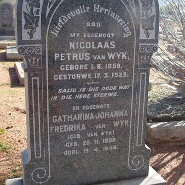 WYK Nicolaas Petrus, van 1858-1923 &amp; Catharina Johanna Fredrika VAN WYK 1855-1948
